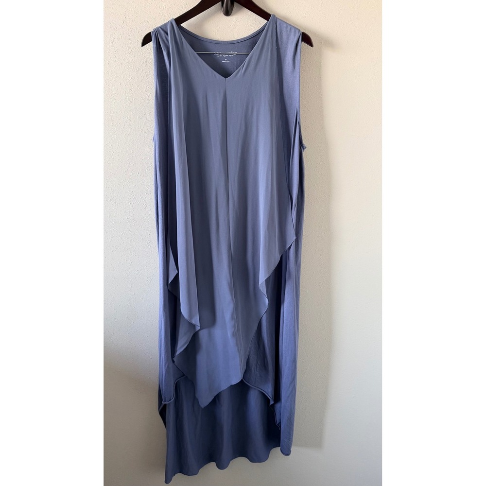 Soft Surroundings Mykonos Dress 2X Pearl Blue Layered Lagenlook Maxi
